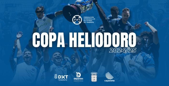Encuentro de fútbol en la Copa Heliodoro 2024/25 con jugadores en acción en un campo regional de Canarias.